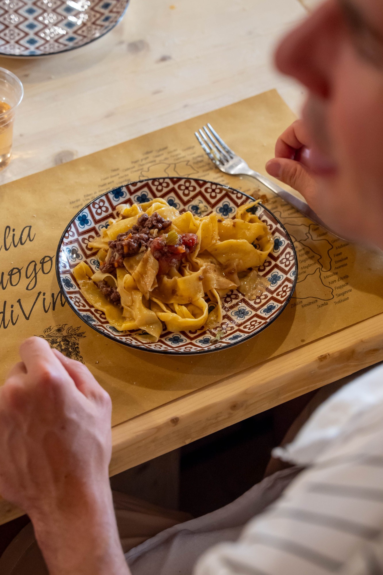 Plate of pappardelle with slow-cooked ragù sauce